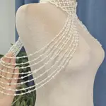 ⭐手工珍珠服飾掛脖配件婚紗搭配寫真服飾搭配串珠配件珍珠身體鏈手機殼