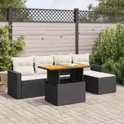 Garden Sofa Set Black Modular Design Cushions Storage Outdoor Furniture 27024