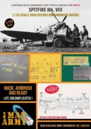 1/24 1ManArmy #24DET020 Spitfire Mk.VIII Airbrush Mask For Airfix Kit