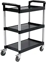 SOGA 3 Tier Food Trolley Portable Kitchen Cart Multifunctional Big Utility Service with Wheels 830x420x950mm Black