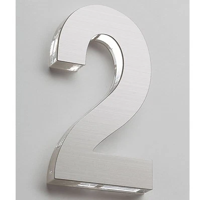 Sandleford AZURE NUMERAL "2" 120mm + Fixings, Acrylic/Stainless Steel *AUS Brand