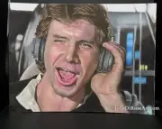 Han Solo (Harrison Ford) w/ Headphones Star Wars Pencil Drawing 9” x 12” Art