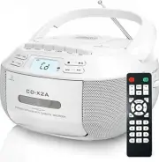 Portable CD Player, Boombox Cassette Player Combo with Bluetooth, FM Radio, U...