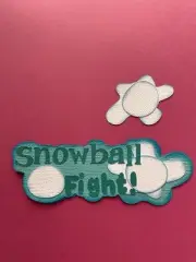 Snowball fight layered scrapbook paper design handmade in Mt