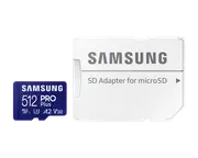 Samsung 512GB Micro SDXC Pro Plus Memory Card with Adaptor - 180MB/s