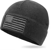 [Outdoor Shaping] American Flag Fleece Watch Cap, USA Multi-Season Army Military Tactical Beanie, Winter Warm Beanie
