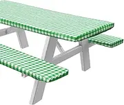 Camping Table Cover | Camping Tablecloth for Picnic Table | Waterproof Elastic Fitted Tablecloth Cover, 3-Piece Set Tablecloth with Flannel Backing for Picnic Camping Party Indoor Outdoor