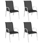 Set Of 4 Outdoor Chairs Steel And Textilene Stacking Garden Patio Seat Furniture