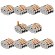 Terminal Block 3 Pole Wire 10x Lever Lock Reusable Electrical Connector Clip
