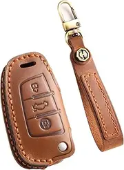 Flip Key Fob Cover Leather Protective Key Case Cover Compatible with Audi A1 A3 A6 Q2 Q3 Q7 TT TTS R8 S3 S6 RS3