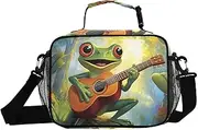 Cute Frog Guitar Insulated Lunch Box for Women Men - Ideal for Work, Picnics - Includes Adjustable Shoulder Strap