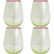 4x LVD Water Glass Barware/Drinkware Decorative Display 540ml Prickly Pear