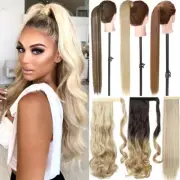 Real Long Ponytail Wavy Curly Straight Thick Synthetic Clip In Hair Extensions