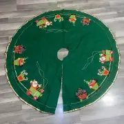 VTG Leewards LARGE 55" MCM Tree Skirt Finished Santa Express Train Tree Skirt