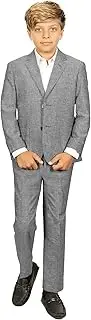 [Gioberti] Boy's Linen Jacket and Dress Pants Suit Set Gray Size 12