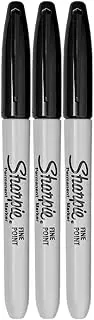 Sharpie Permanent Markers, Fine Point, 3-Count (Black)