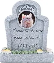 IUOUTG Pet Garden Gravestone Marker with Flower Holder, Memorial Stones with Photo Frame Weatherproof Remembrance Decorate for Dogs & Cats