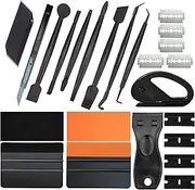 33 Pcs Car Vinyl Wrap Tool Kit, Window Tinting, Utility Knife, Edge Trimming Bar, Film Cutter, Suede Squeegee, Small Felt Squeegee, Scraper, Scratch-Free, Bubble Removal, Auto Detailing, Black