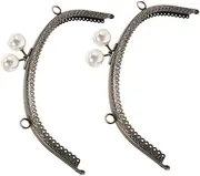 PHENOFICE 2pcs Patterned Curved Mouth Replacement Straps for Handbags Purse Clasps for Bag Making Purse Clasp Frame Handbag Handles for Bag Making Purse Straps Replacement Purse Handle