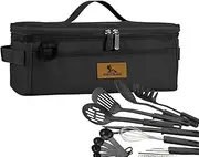 Camping Utensil Bag - Camp Cooking Organizer, Grill Tool Storage Gear | Dirt Resistant Cookware Bag with Pockets, Portable Utensils Storage with Handle for Picnic Camping Barbecue Traveling