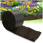 Lukloy 1 Pack 140" X 5.75" Brown Rubber Mulch for Landscaping Reduced Weed Growth, Cuttable Recycled Rubber Mulch Roll Mat, Permanent Natural-Looking Tree and Playground Gardening Edging Border
