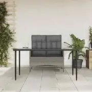 2 Piece Garden Dining Set with Cushions Grey Poly Rattan AU Stock Outdoor