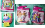 BARBIE ITEMS ASSORTED VINTAGE BEACHBALL + 2 MINI-FAIRY FIGURINES