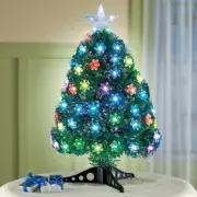 2 FT Fiber Optic Christmas Tree Color Changing Lighted Snowflakes Pre-Lit Decor