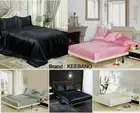4 PCS Satin 1 Fitted Sheet (14" inch Deep Pocket) + 2Pillow cover + 1 Flat Sheet