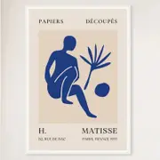 Galrie Papiers Découpés H. Matisse Art Print Blue Silhouette (1955), White Frame, 70 x 100cm (28 x 40inch)