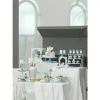 在飛比找ETMall東森購物網優惠-蒂凡尼藍色婚禮甜品架 鐵藝蛋糕盤 周歲宴擺臺道具 白色鏡面托