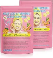 80pcs Kojic Acid and Turmeric Exfoliating Cleansing Pads for Balanced Skin Oil & Water