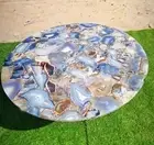 30" Round Unique Natural Blue Agate Stone Coffee Table Crystal Furniture Home