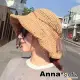 【AnnaSofia】遮陽防曬淑女帽草帽漁夫帽-捲邊雙麂繩綁結 現貨(駝系)