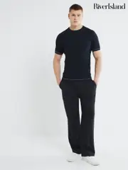 River Island Blue Checkerboard Muscle Fit T-Shirt (H15603) | $55