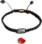 [AELOUS] Fashion Braided Bracelets - Handmade Woven Bracelet Vintage 6Mm Stone Green Apatite Crystal Charm Braided Bracelets Adjustable Black Rope Lucky Amulet Bangle Jewelry Clothin