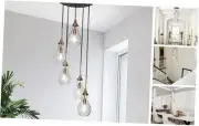 Modern Gold Chandelier, 5 Light Cluster Pendant Light with Clear Glass