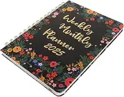 FOMIYES Monthly Calendar Planner Notebook Floral Academic Planner with Elastic Band Aesthetic Spiral Journal