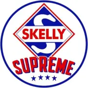 Skelly Oil Co. Supreme Gasoline New Steel Sign: 24" Dia. Round Made in USA