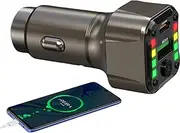 Type C Car Charger Fast Charging | Double Port USB Type C Plug Charger,Fast Charging Plug Phone Adapter with Ambient Lights for Computer