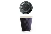 50 X 8Oz Charcoal Triple Wall Corrugated Hot Coffee Cups With Black Lids