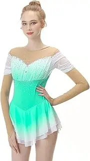 [Zagitova] Ice Figure Skating Dress for Girls Patchwork Women Competition Gradient Dance Clothing with Shiny Rhinestone