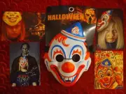 RARE YOUNG MICHAEL MYERS CLOWN MASK HALLOWEEN DISPLAY PROP HORROR COSTUME -CHILD
