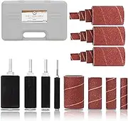 DCT 1/4 Inch Drive Drill Press Sanding Drum Kit - Rubber Sanding Drums (0.5-1.5 Inch) and Spindle Sander Sleeves, 20pc