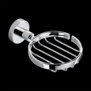 Round Soap Basket Tray Dish Holder Bathroom Shower Wall Mounted Brass Chrome