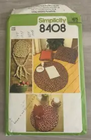 1978 SIMPLICITY 8408 BRAIDED RUG, HANGING, ETC UNCUT SEWING PATTERN Vtg