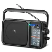 AM FM Radio with Best Reception,Bluetooth Portable AM FM Black