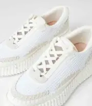 Django & Juliette Copen White Leather Lace Up Sneaker Smart Casual Shoes Womens
