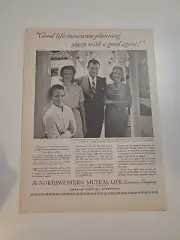 Northwestern Mutual Life Insurance Print Ad 1962 8x11 Vintage