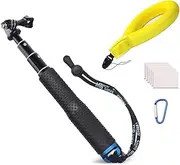 Selfie Stick + Camera Float Accessories Kit for GoPro,19” Waterproof Hand Grip Extension Portable Adjustable Monopod Pole for GoPro Hero 11 10 9 8 MAX 7 Black Silver White/6/5 Black/5S/4/3